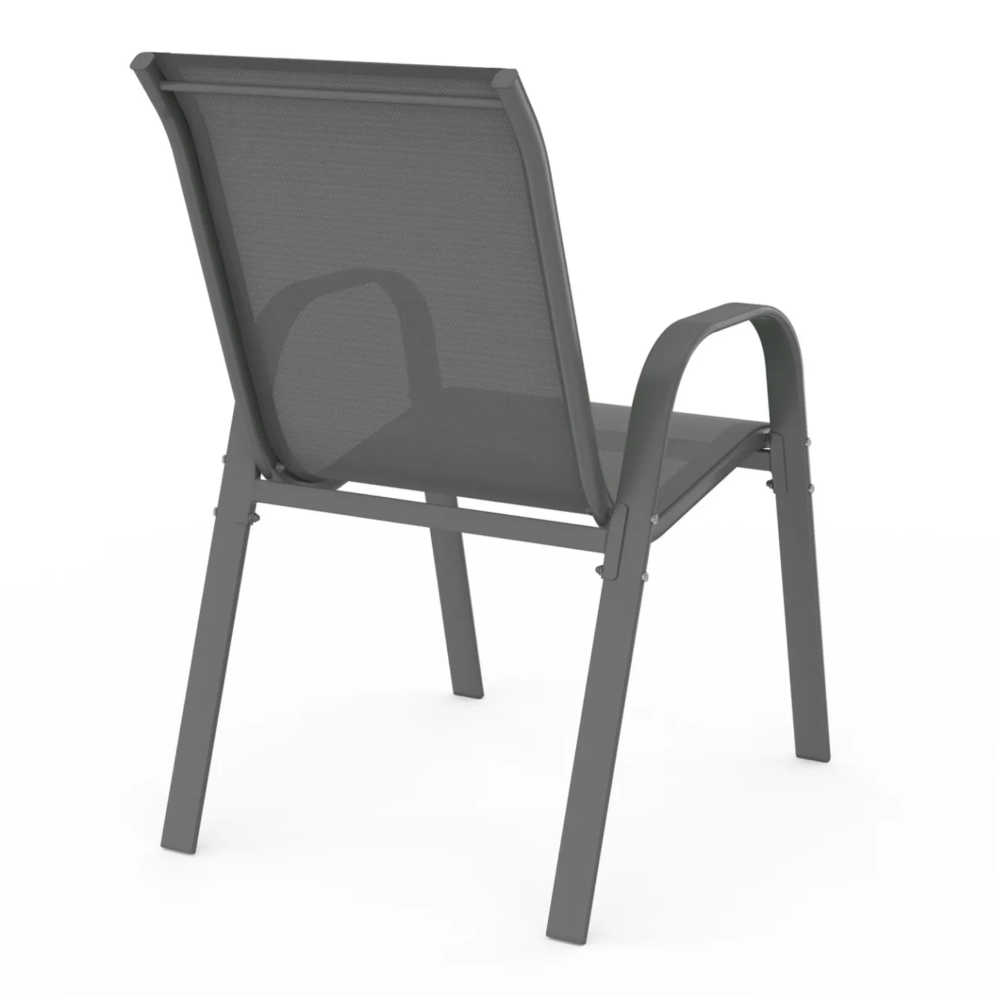 Lot de 6 chaises de jardin LYMA métal et textilène empilables gris, noir et bleu