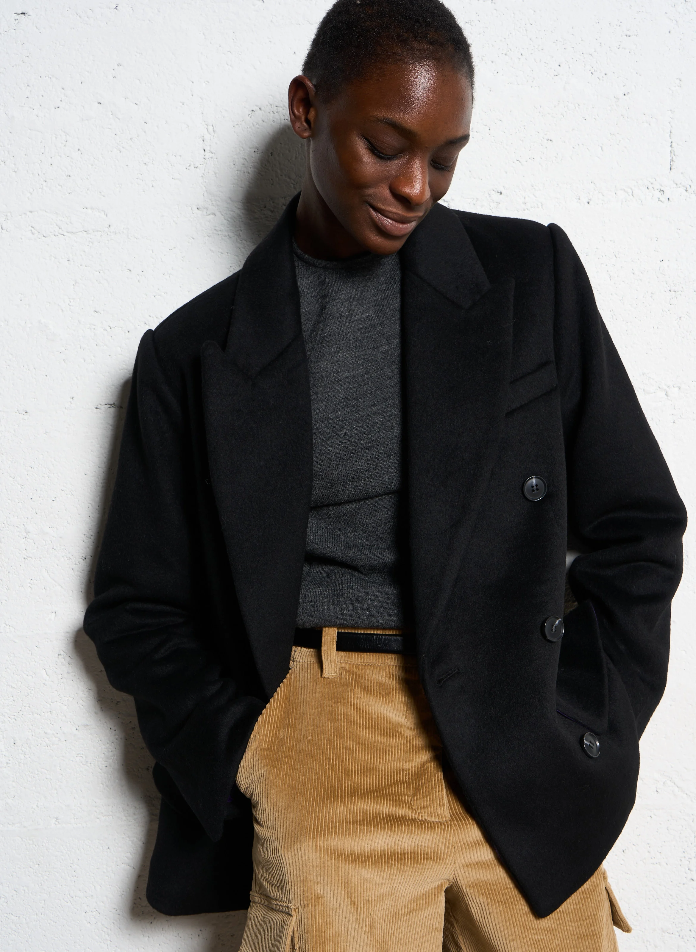 MARCELIA - Manteau droit | Noir