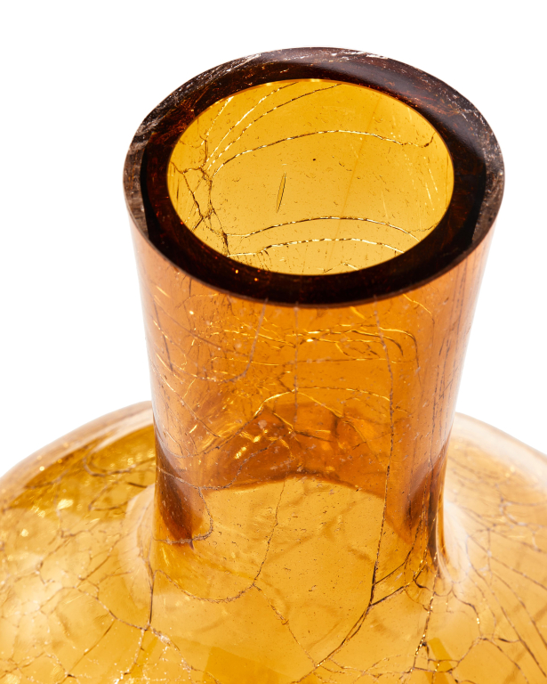 POLSPOTTEN Crackled Glass Ball Body vaas L geel