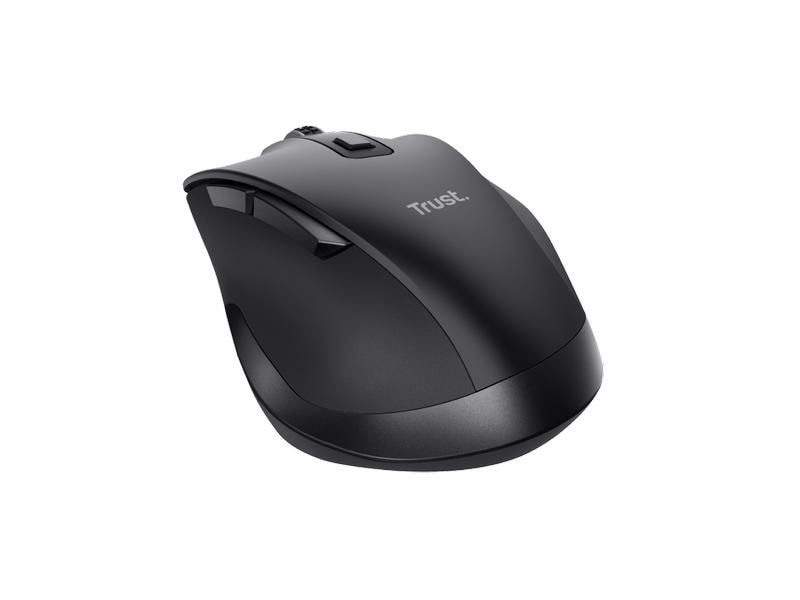Trust Ergonomische Maus Fyda Rechargeable Schwarz Wiederaufladbare Funkmaus mit geschwungenem Design