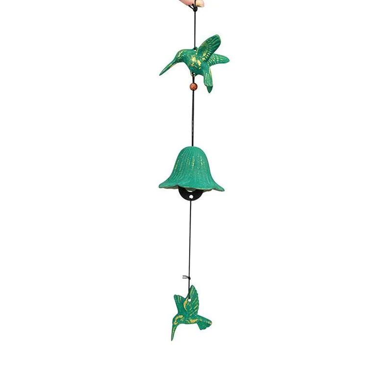 Jouet du vent en fonte - Colibri vert et doré Aromandise