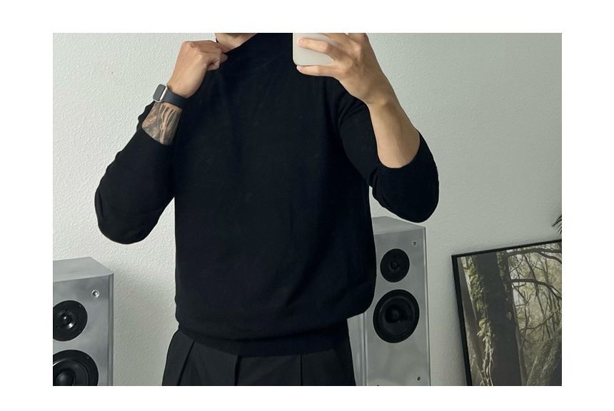 Okwano - Effen gebreide top met lange mouwen en mockneck