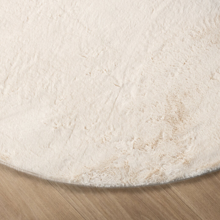 Rond laagpolig vloerkleed - Cozy Creme