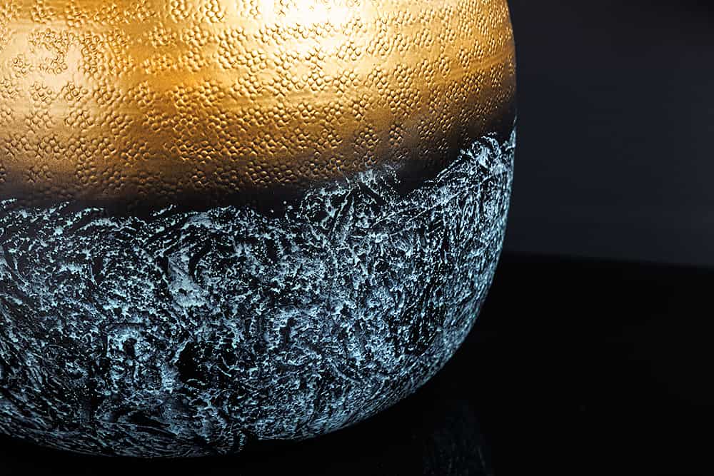 Handgefertigte Deko Vase ABSTRACT ORIENT 40cm gold rund Metall Patina