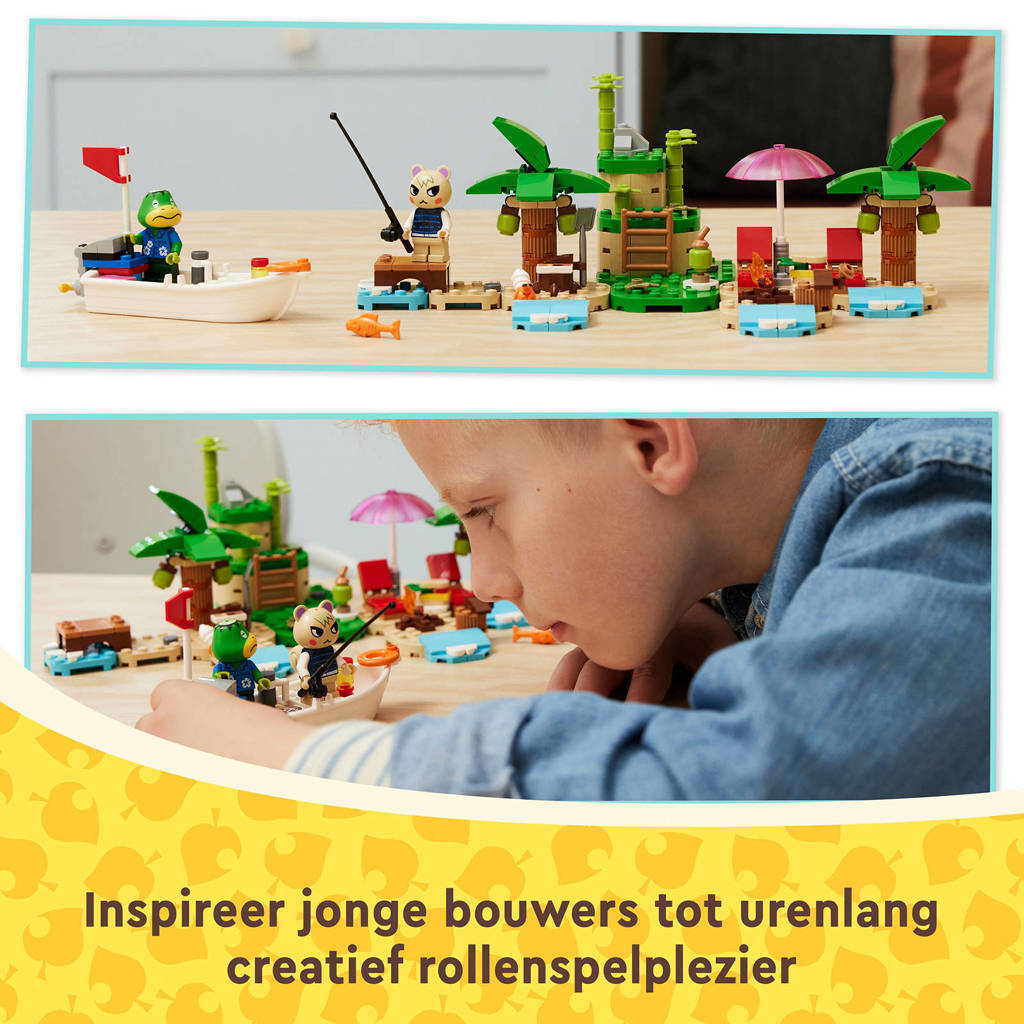 Vrolijke speelse bouwsetKapp'ns eilandrondvaart Speelgoed met 2 Dieren Figuren en Boot 77048