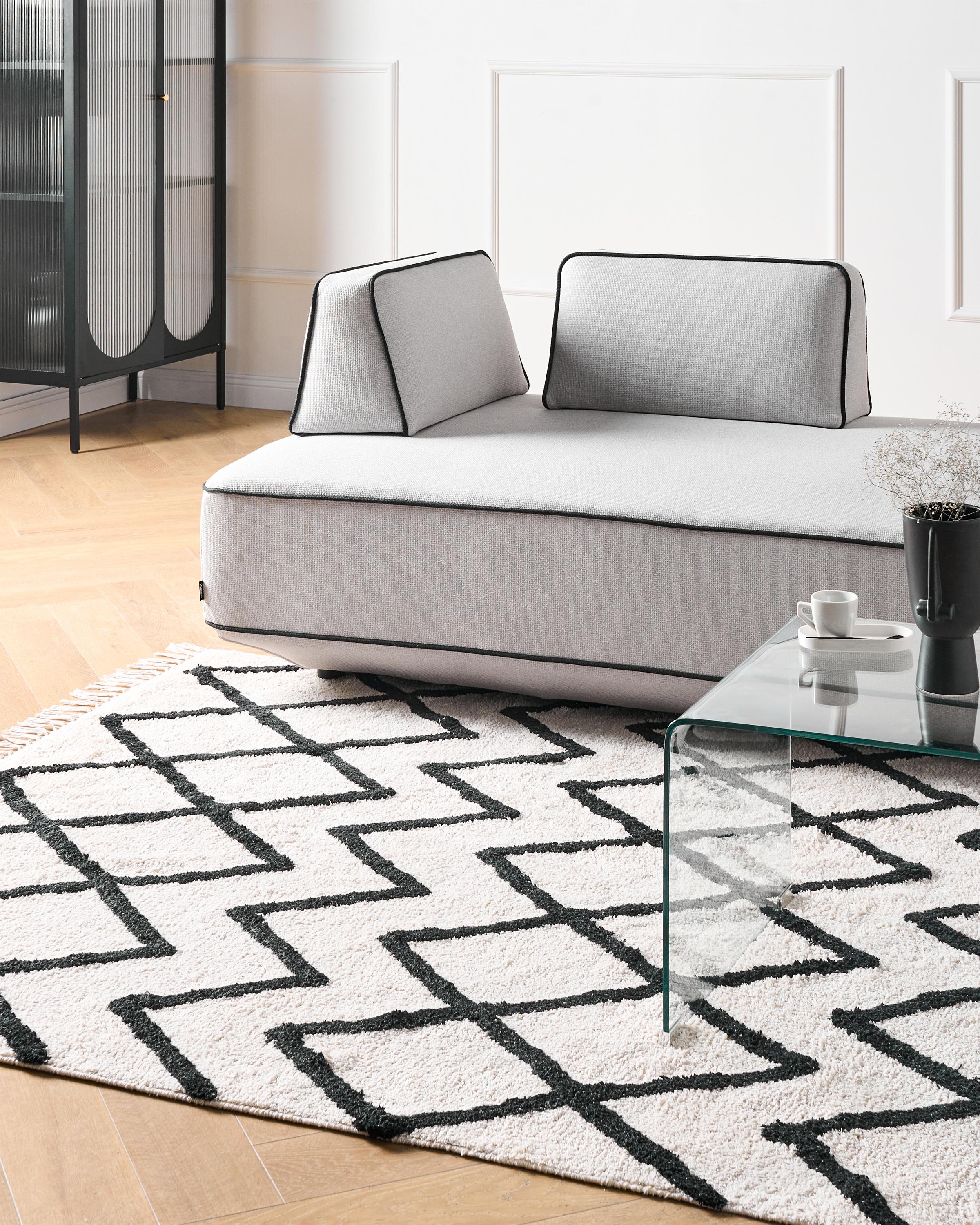 Vloerkleed ELDES Beige 160 x 230 cm Katoen