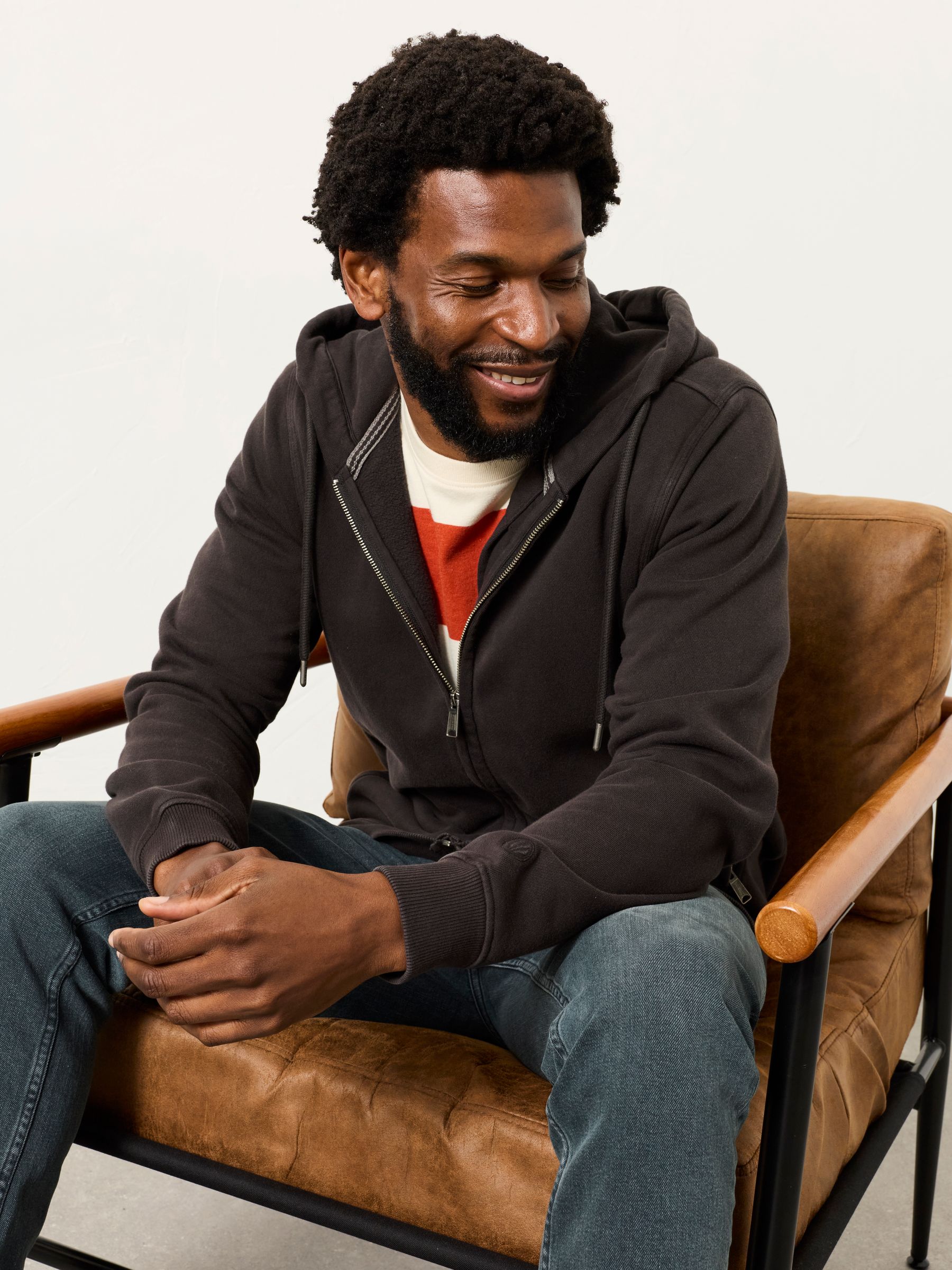 Zwart - FatFace hoodie met doorlopende rits