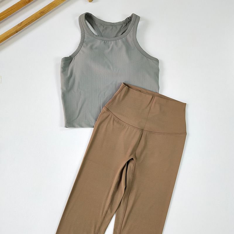 Runyz - Effen racerback sportbeha / legging met hoge taille