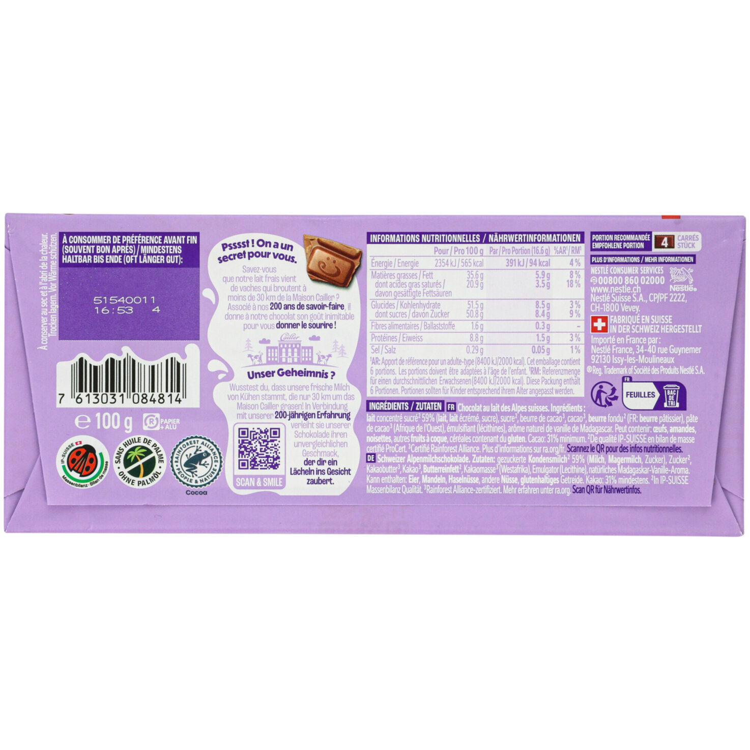 Cailler Tafelschokolade Milch