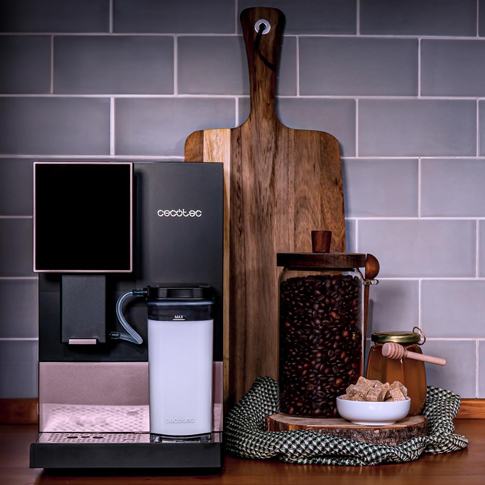 Cecotec Machine a Café Espresso Superautomatique Cremmaet Compactccino Connected Black Rose. 19 Bars, cran TFT, Wifi, Moulin Integré, Réservoir d'eau 1,1 L et de lait 400 ml, Nettoyage Automatique
