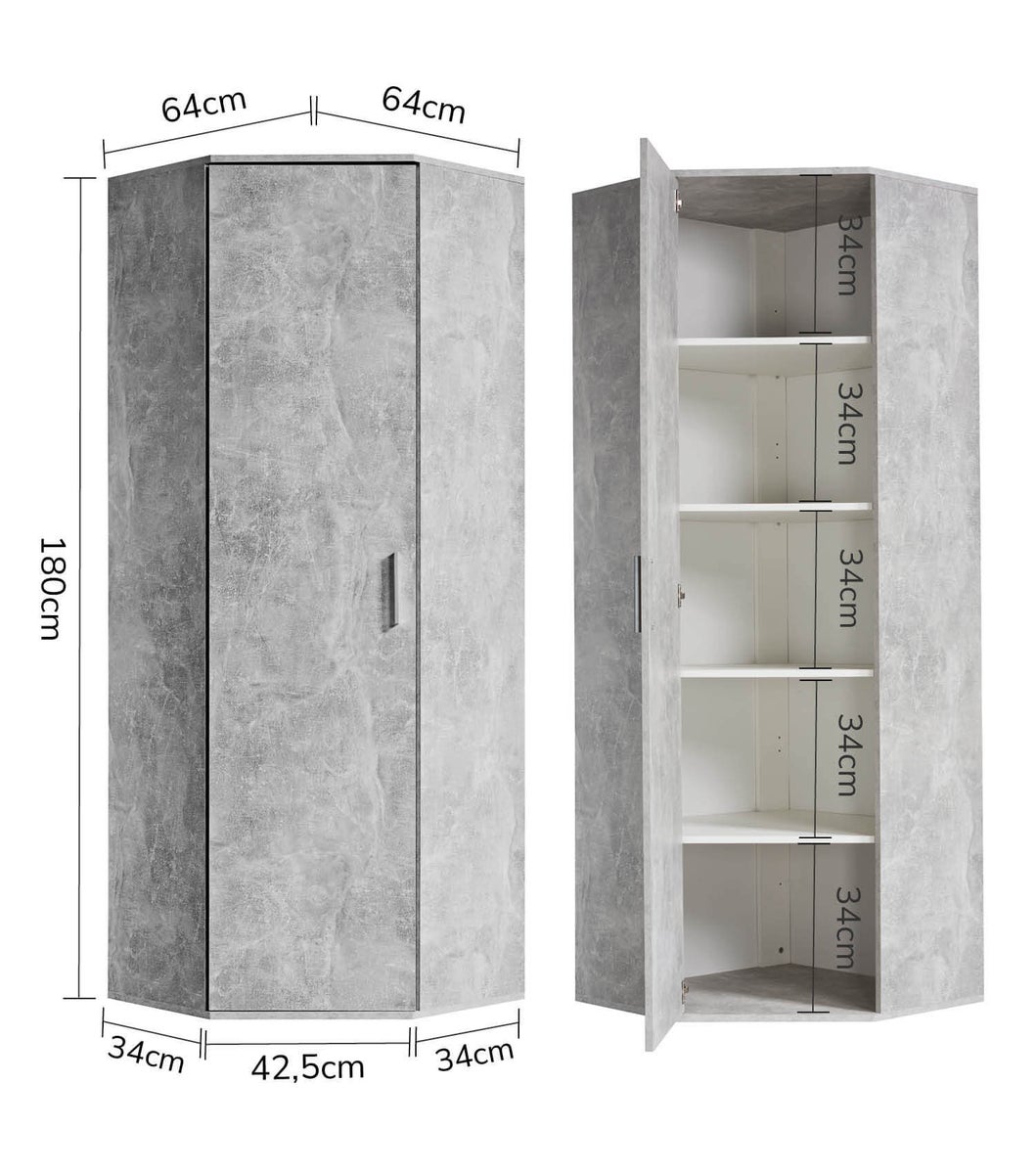mokebo hoekkast in grijs 'The Long One', kast, opbergkast of multifunctionele kast