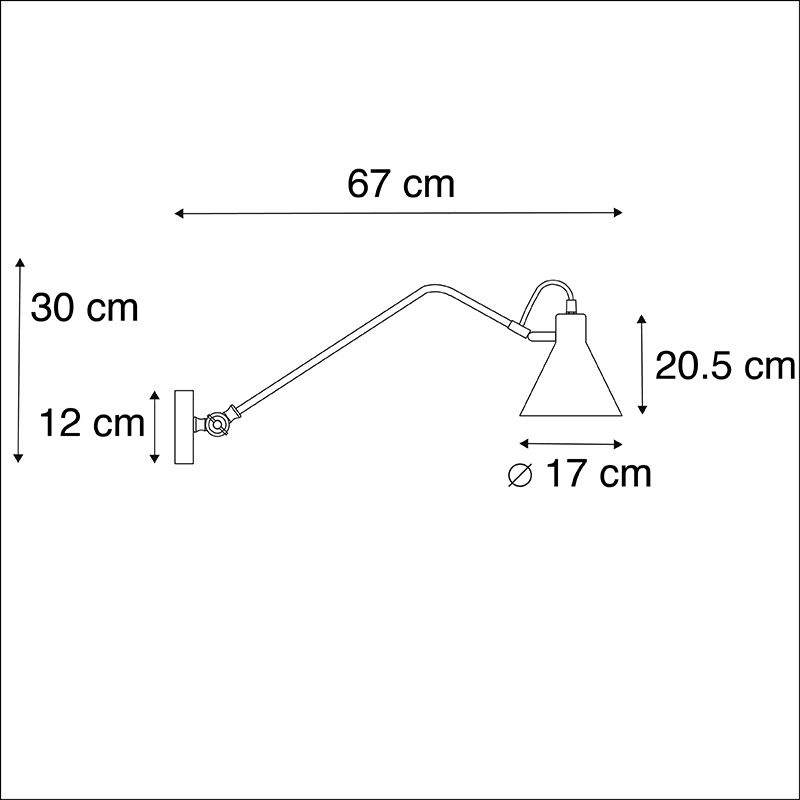 Design wandlamp zwart verstelbaar - Luna