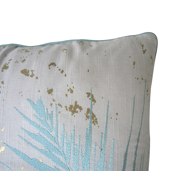 Coussin palme Reduna vert, blanc et doré l.45 x L.45 cm