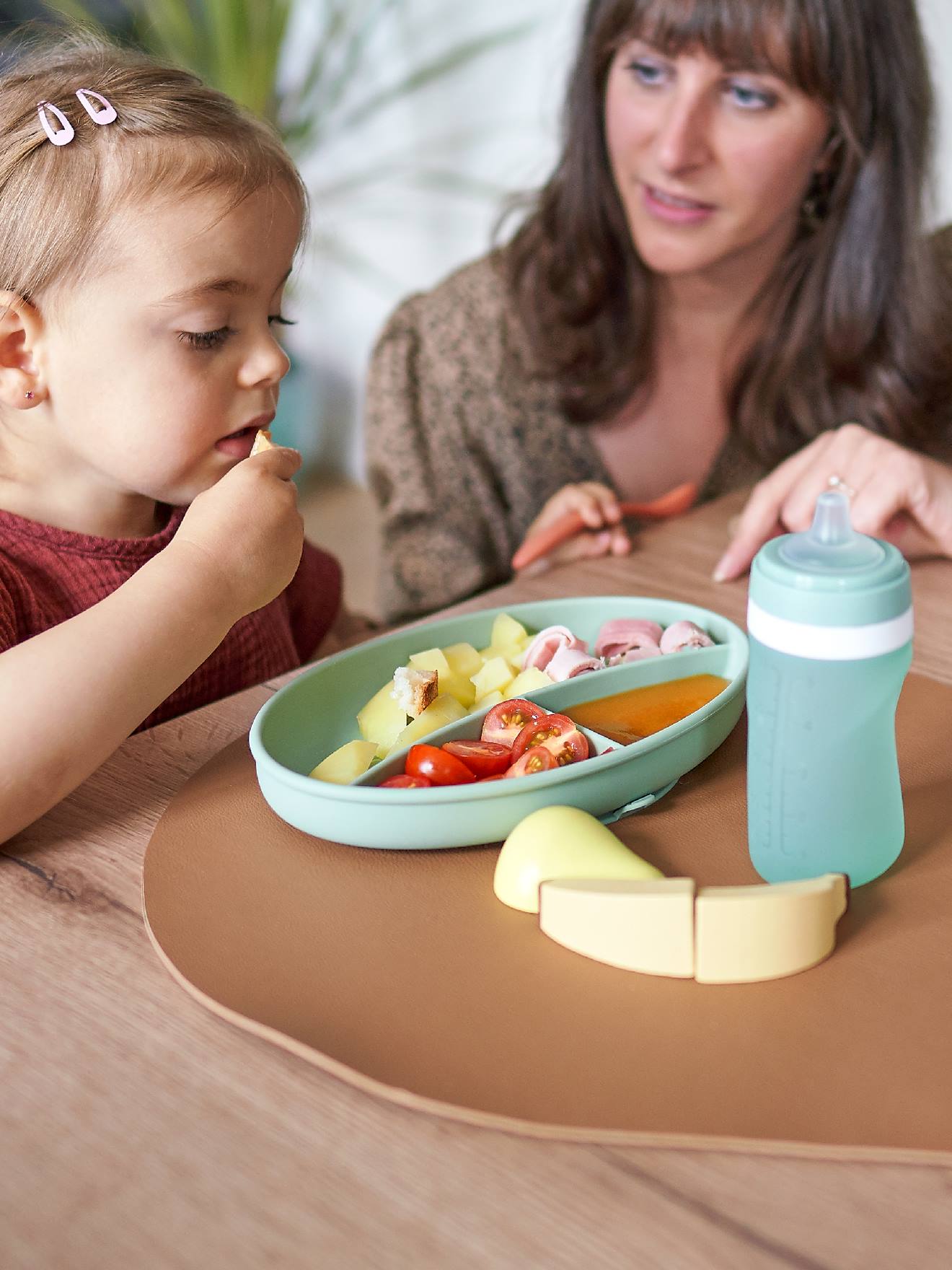 Kit de alimentação de silicone BABYMOOV Grow'Isy, vermelho claro liso