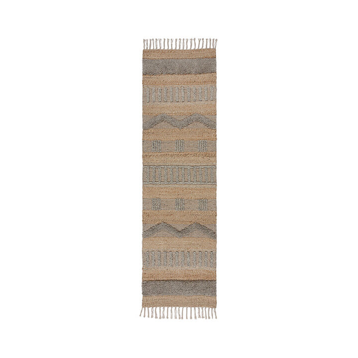 Jute loper - Jubio Medina Naturel/Grijs