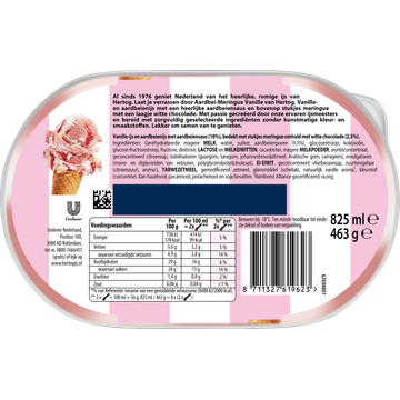 Hertog IJs IJssalon Aardbei-Meringue Vanille 825 ml