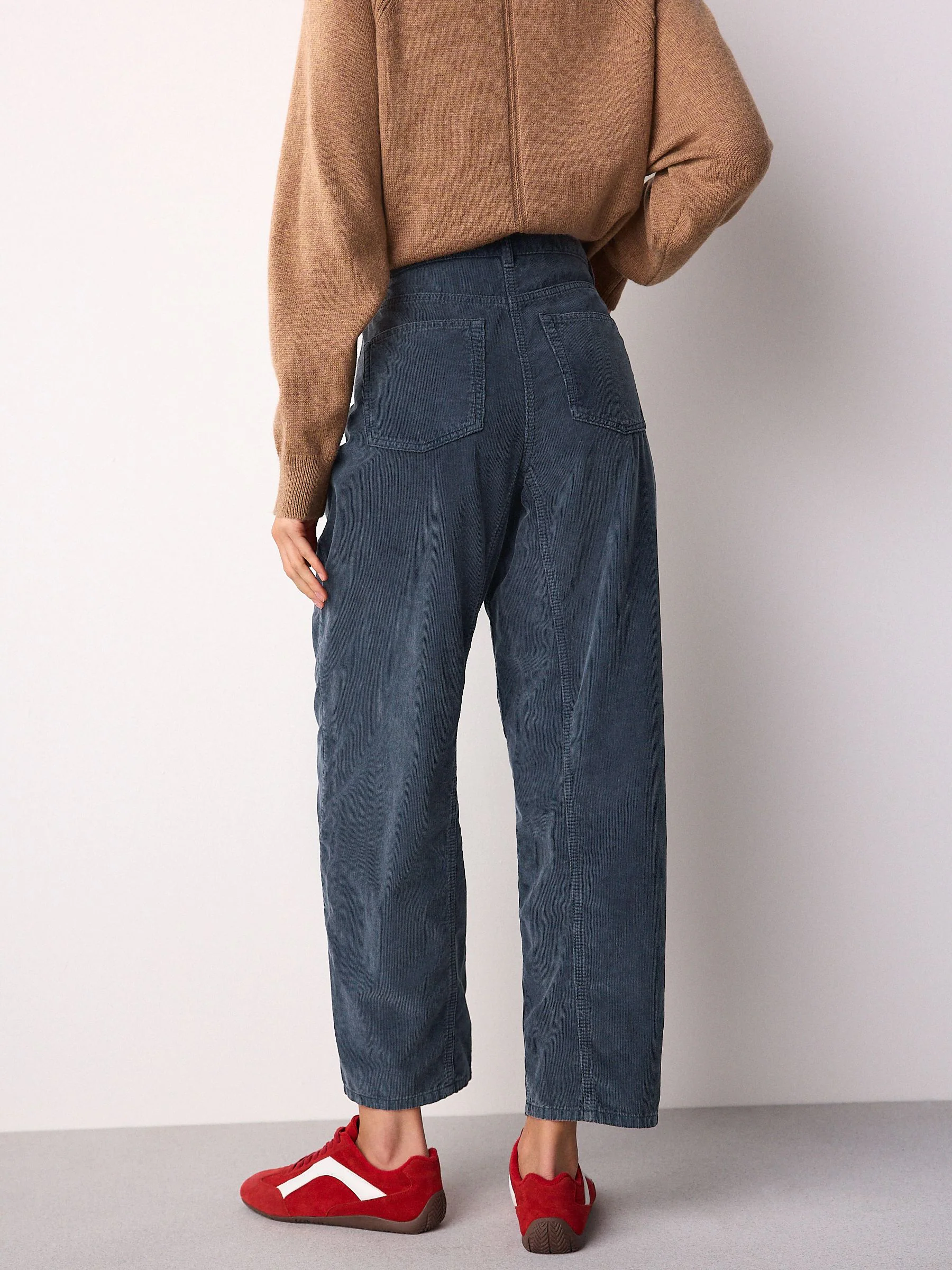 Denimblauw - Corduroy broeken met wijde pijpen