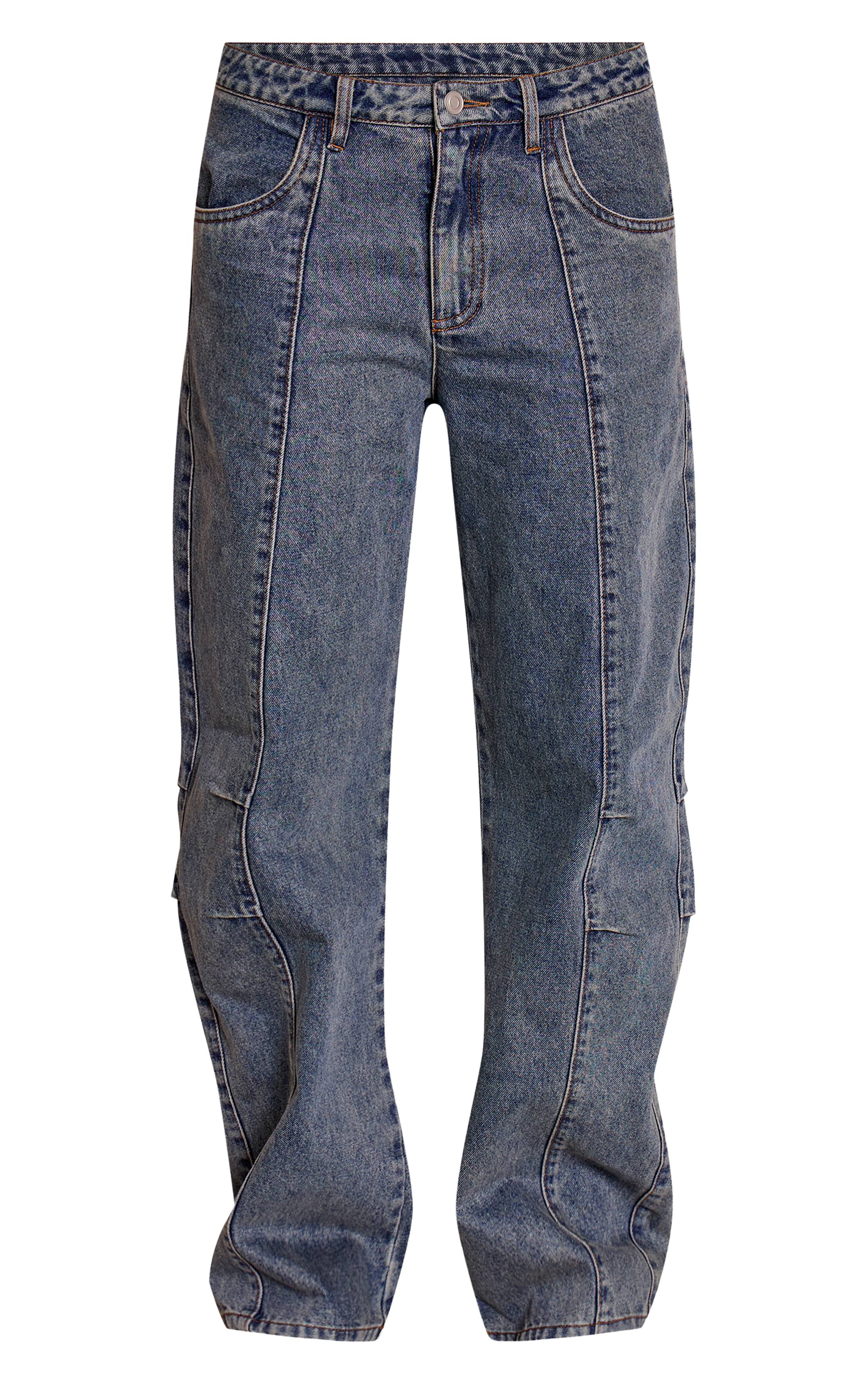 Vintage Jean Barrel Taille Mi-haute Détail Coutures