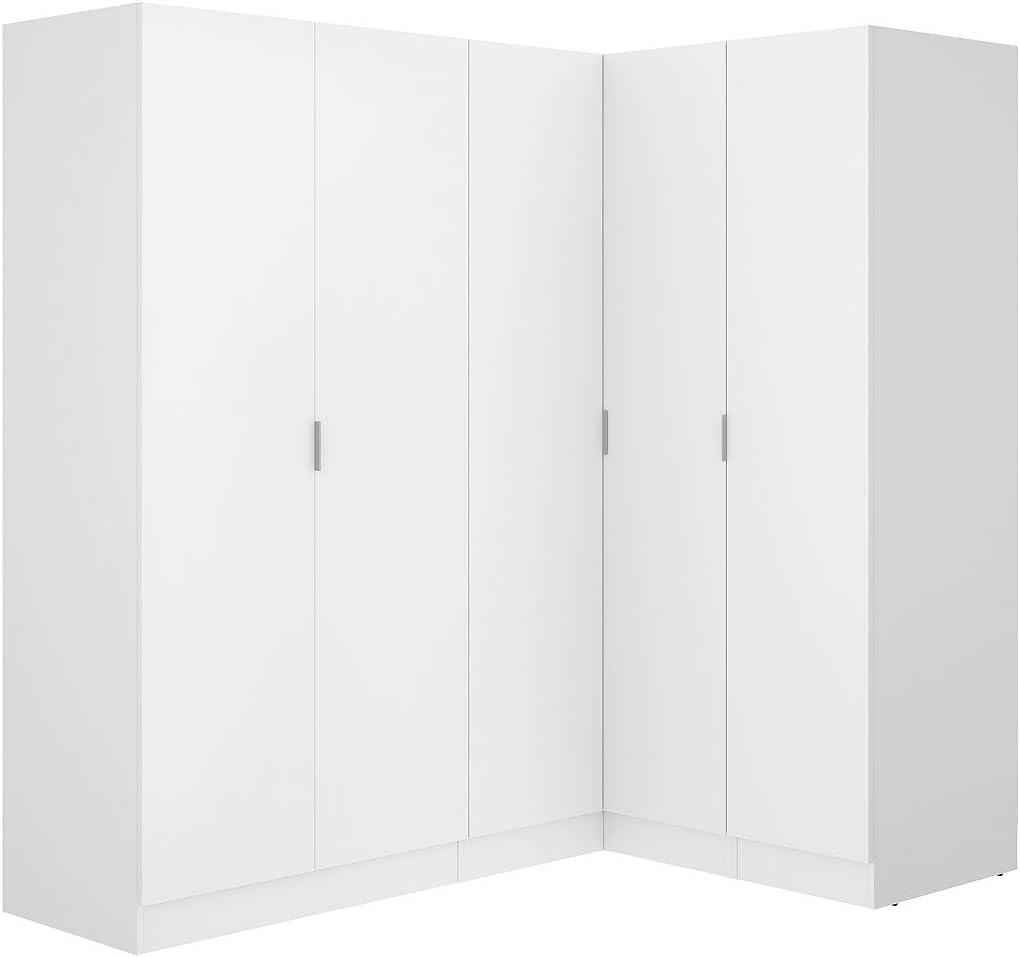 Vente-unique-Eckkleiderschrank mit 5 Türen - 173 cm - Weiß - LISTOWEL