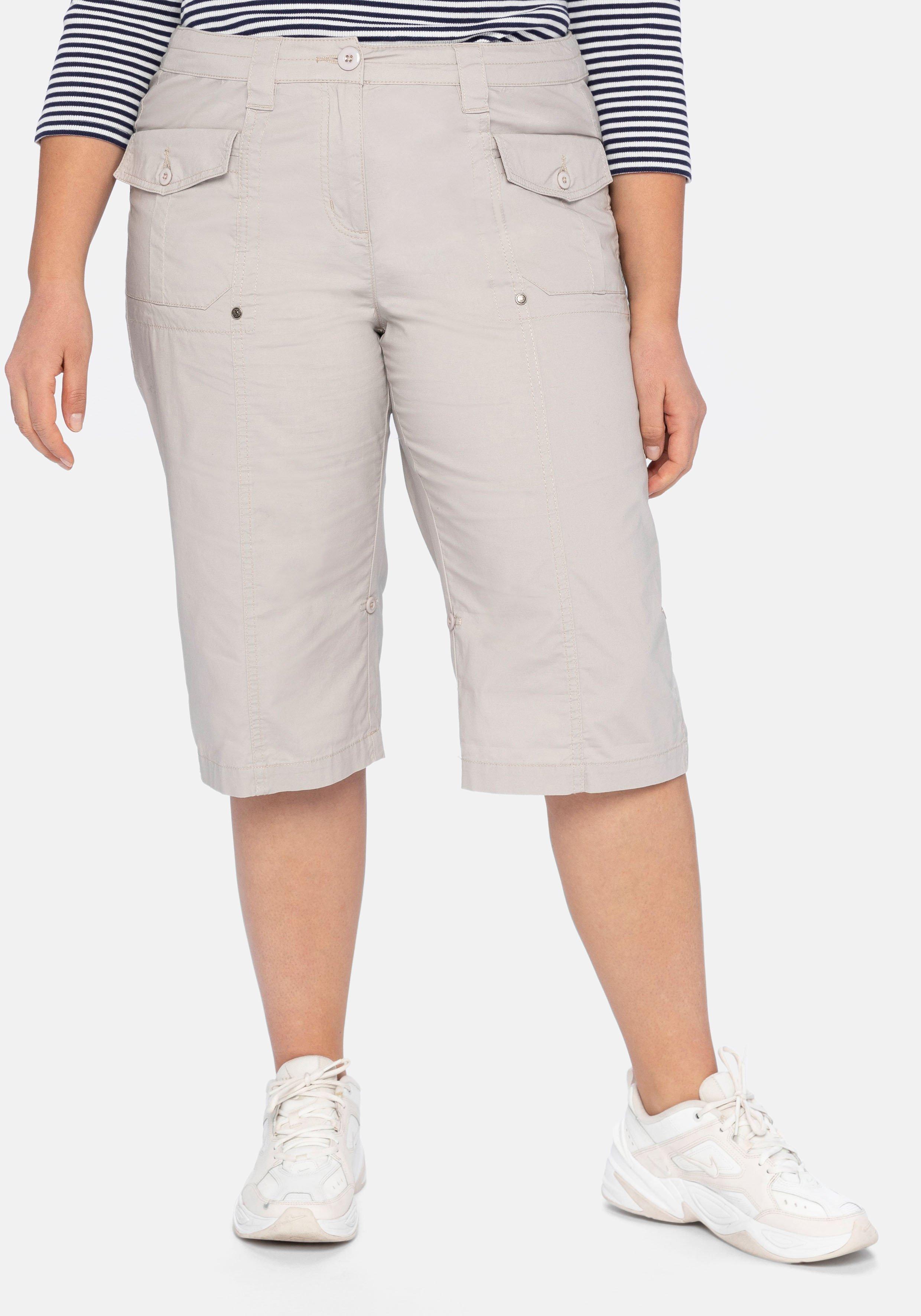 Stretch-Bermudas mit aufgesetzten Taschen und Patten
