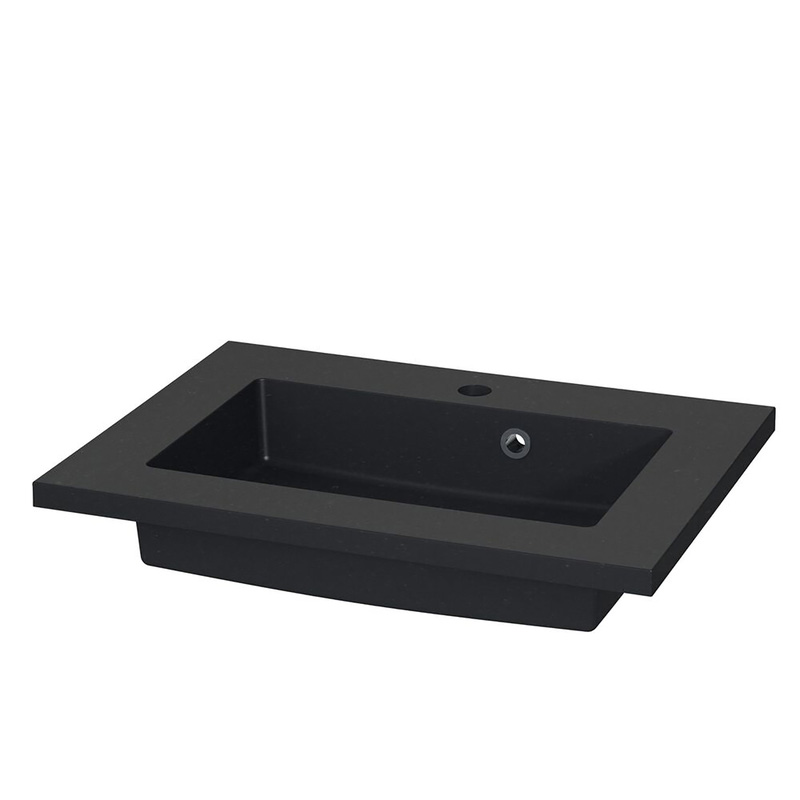 Tiger Loft Meubelset 60 cm met 2 lades Mat zwart inclusief Quadro wastafel Mat zwart