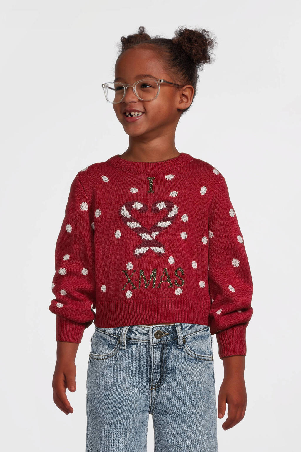 NAME IT kersttrui rood gebreid