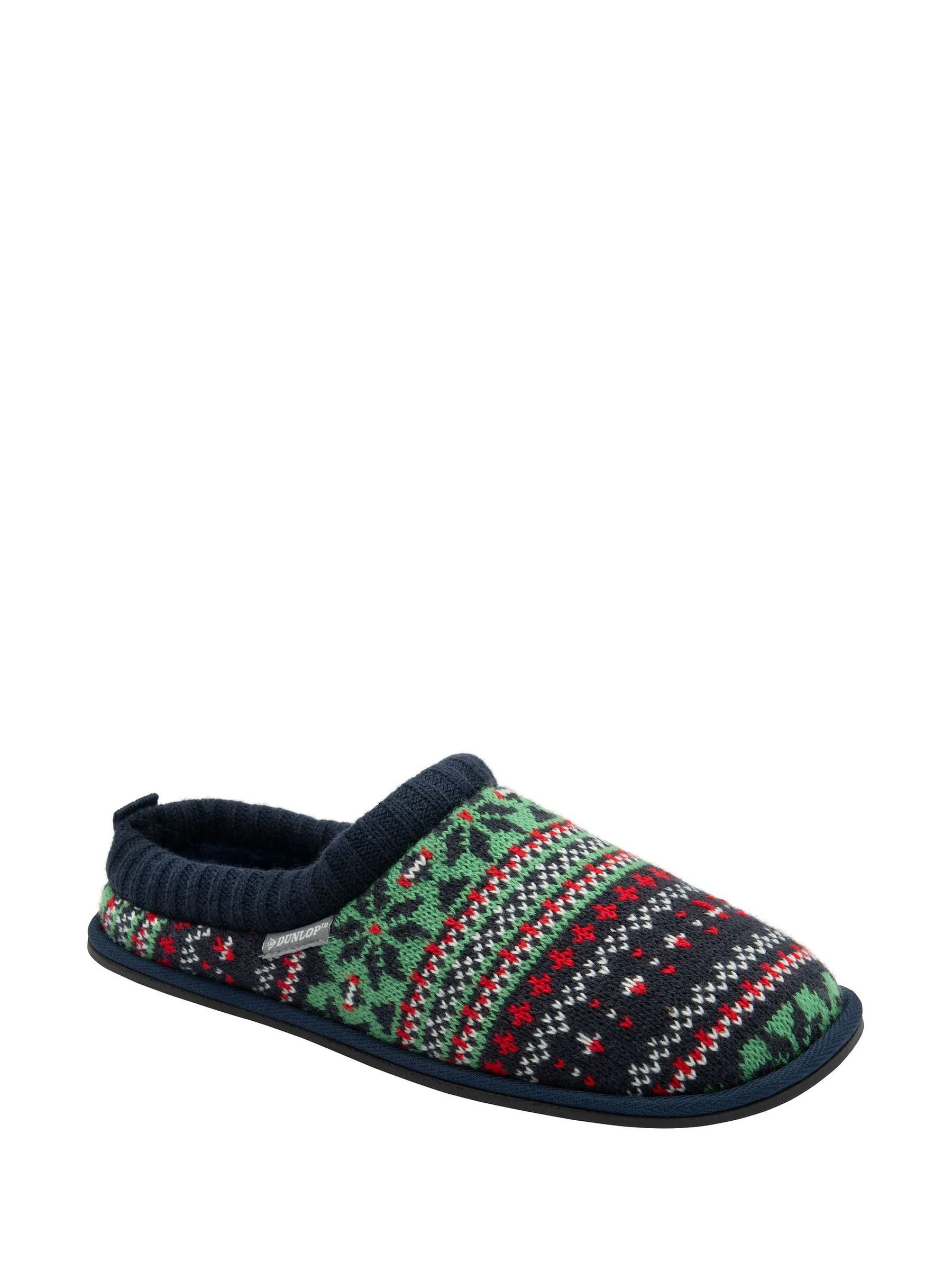 Rood - Dunlop heren pantoffelmuiltjes met Fairisle-patroon en warme voering
