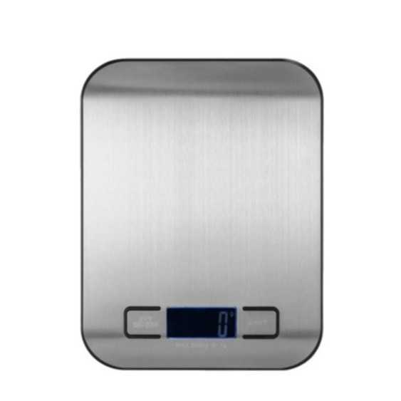 (14x18cm) Professionelle Digital Edelstahl Küchenwaage mit LCD Display (Batteriebetrieben) - Silber / Schwarz