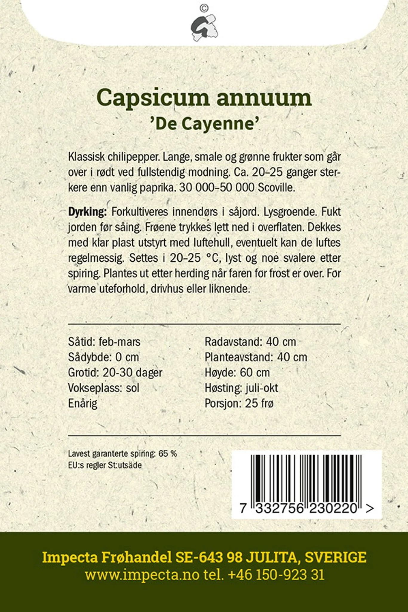 Capsicum annuum (Hot Pepper Group) 'De Cayenne' Chilipepper 'De Cayenne'