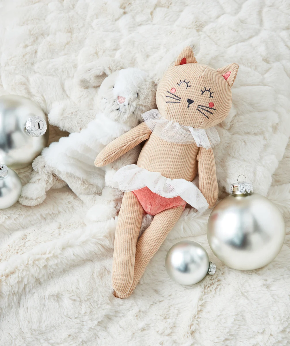 DOUDOU CHAT DANSEUR EN REMBOURRAGE RECYCLÉ AVEC TULLE