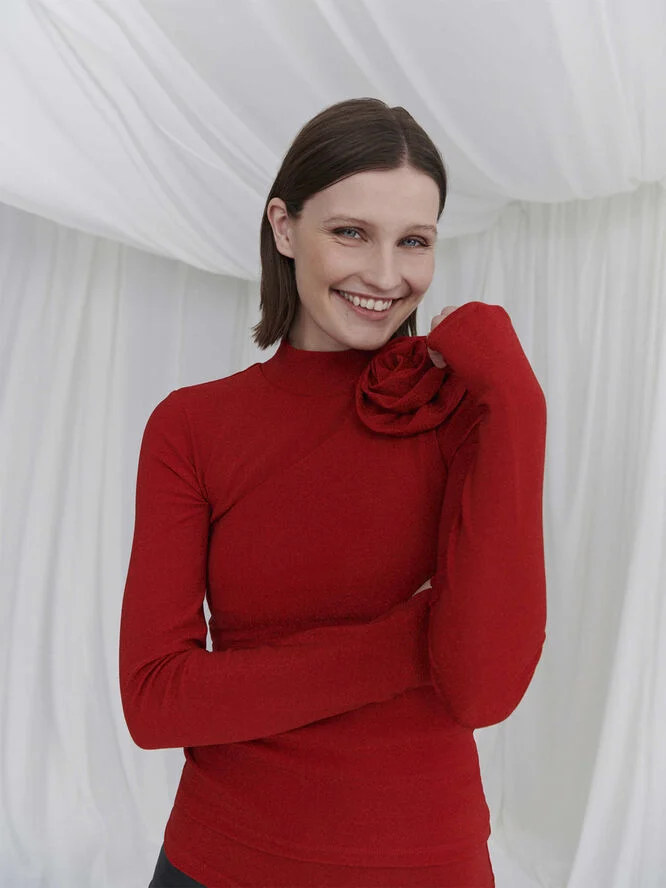 Rosemunde RWNora LS top High risk red w. lurex