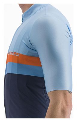 Maillot Manches Courtes Castelli A Blocco Bleu