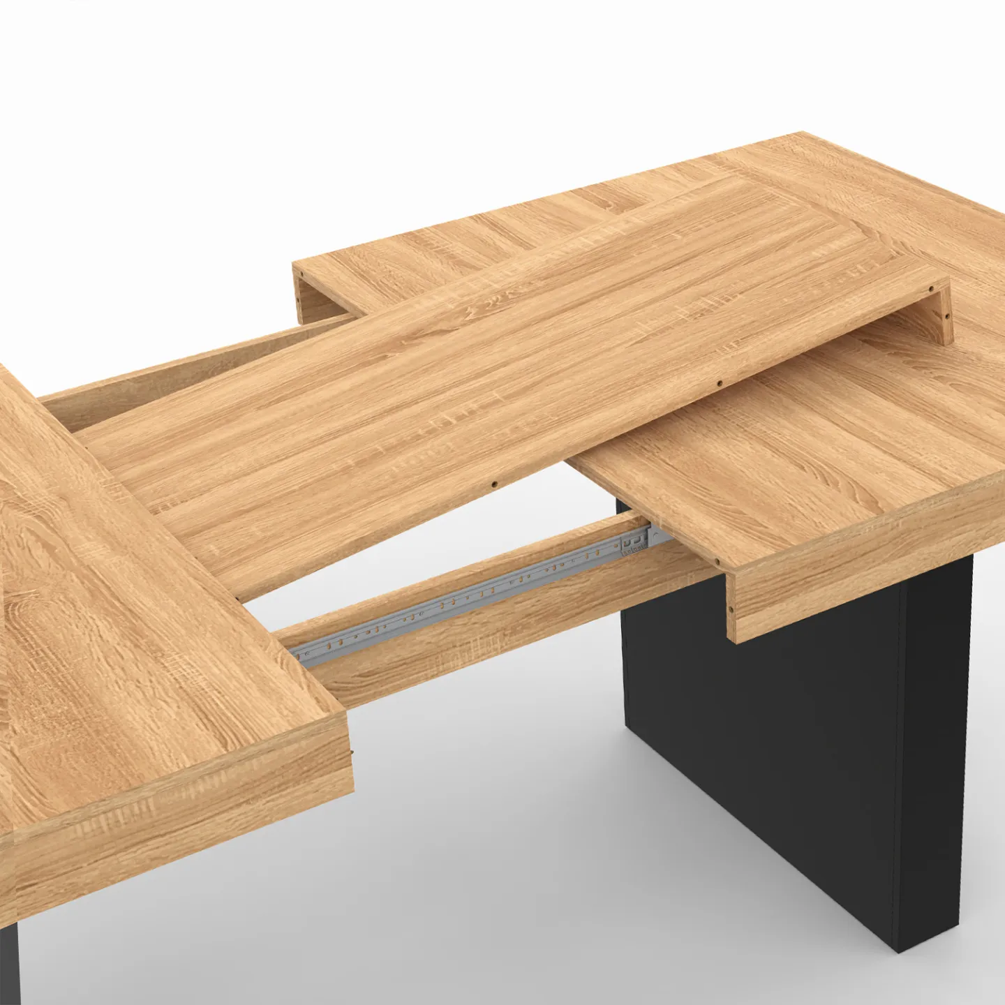 Table à manger extensible rectangle VITO 6-10 personnes bois et noir 160-200 cm