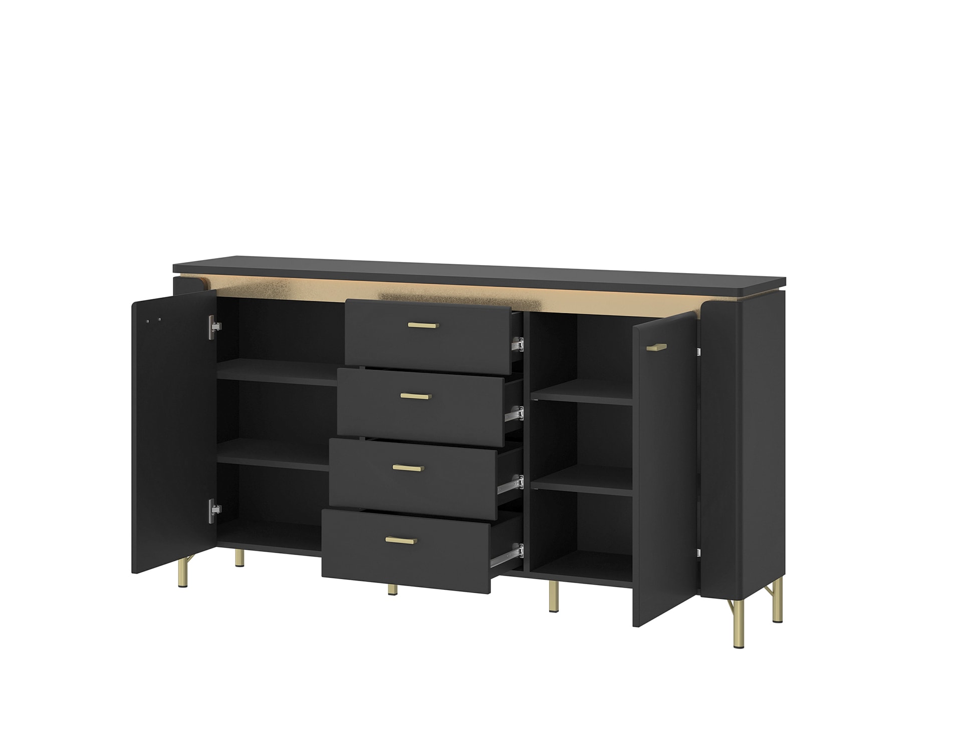 Sideboard NORICA 155,3x87,3 cm schwarz matt
