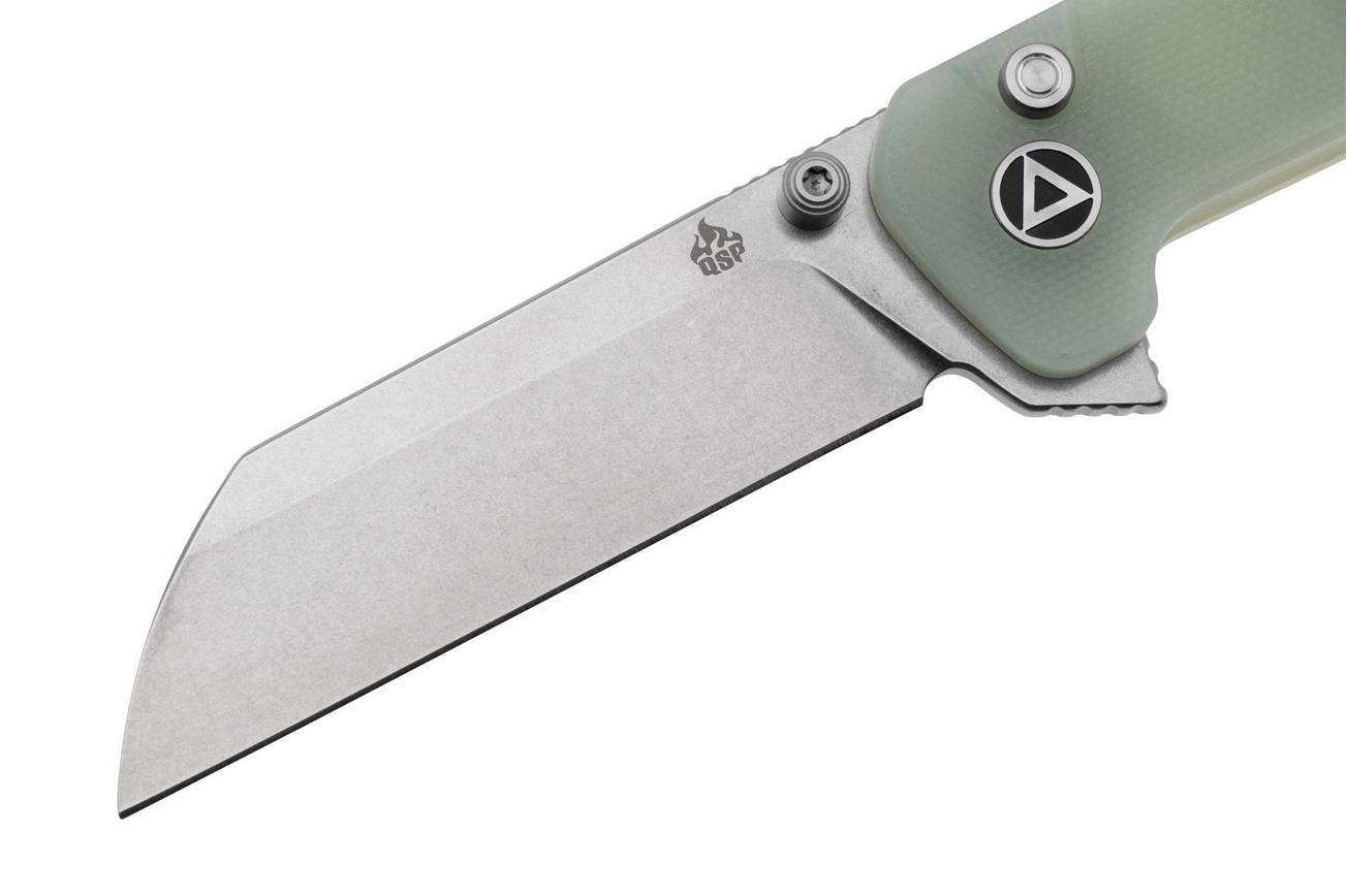 QSP Knife Penguin Button Lock QS130BL-B1 Plain, Jade G10, zakmes