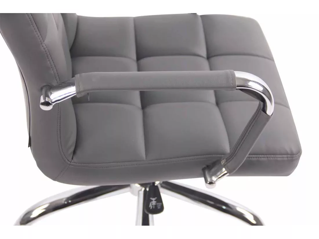 Chaise de bureau - Similicuir & Métal chromé - Gris - Deli