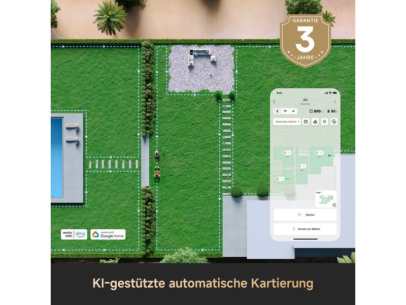 Dreame Mähroboter A2 3000 m² Roboterrasenmäher für Rasenflächen bis zu 3000 m²