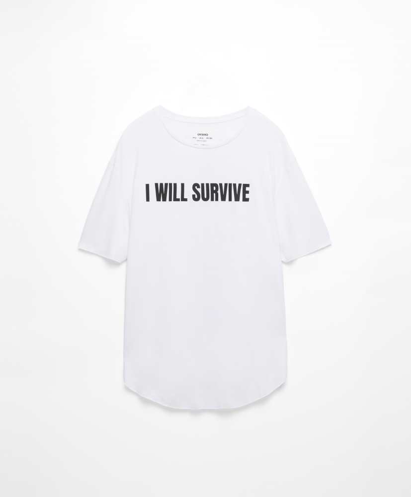 Camiseta de manga curta com texto