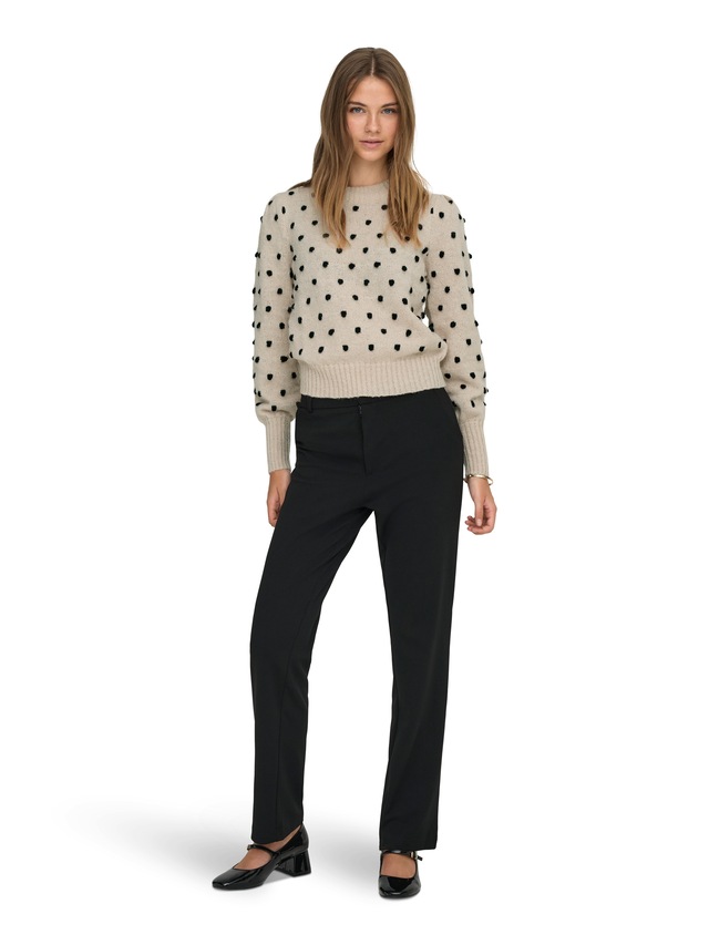 JDY Rundhalspullover »JDYSIGRID LIFE L/S ON PUFF PULL KNT NOOS«, in gepunkteter Optik