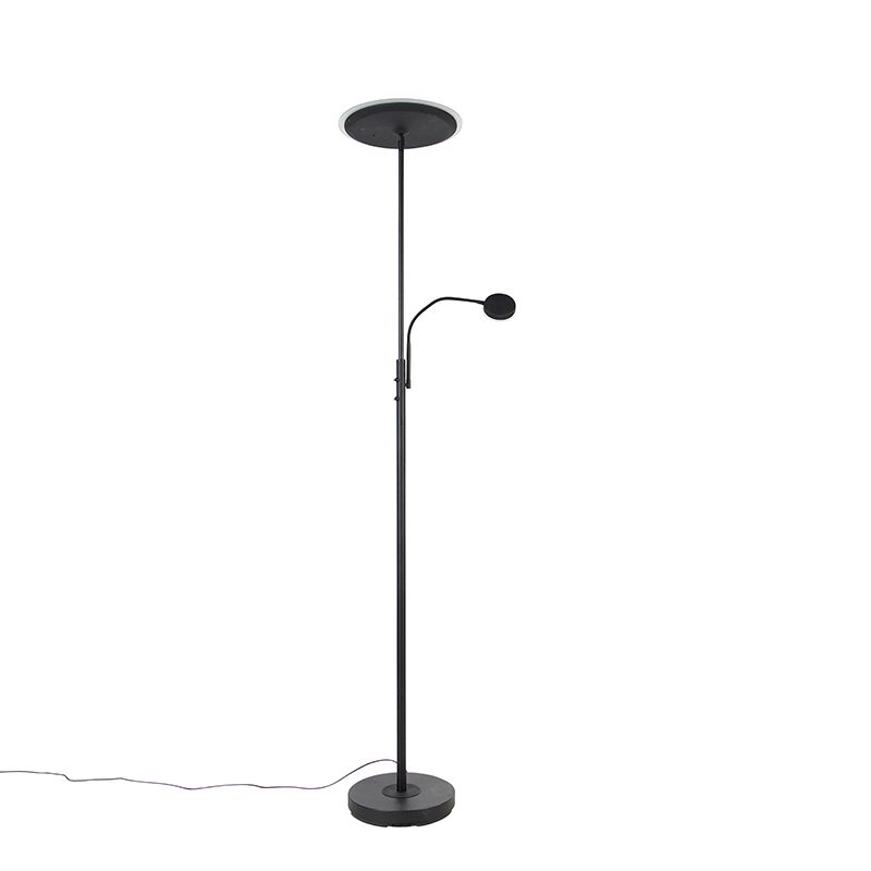 Moderne vloerlamp zwart incl. LED dimbaar met leesarm - Strela