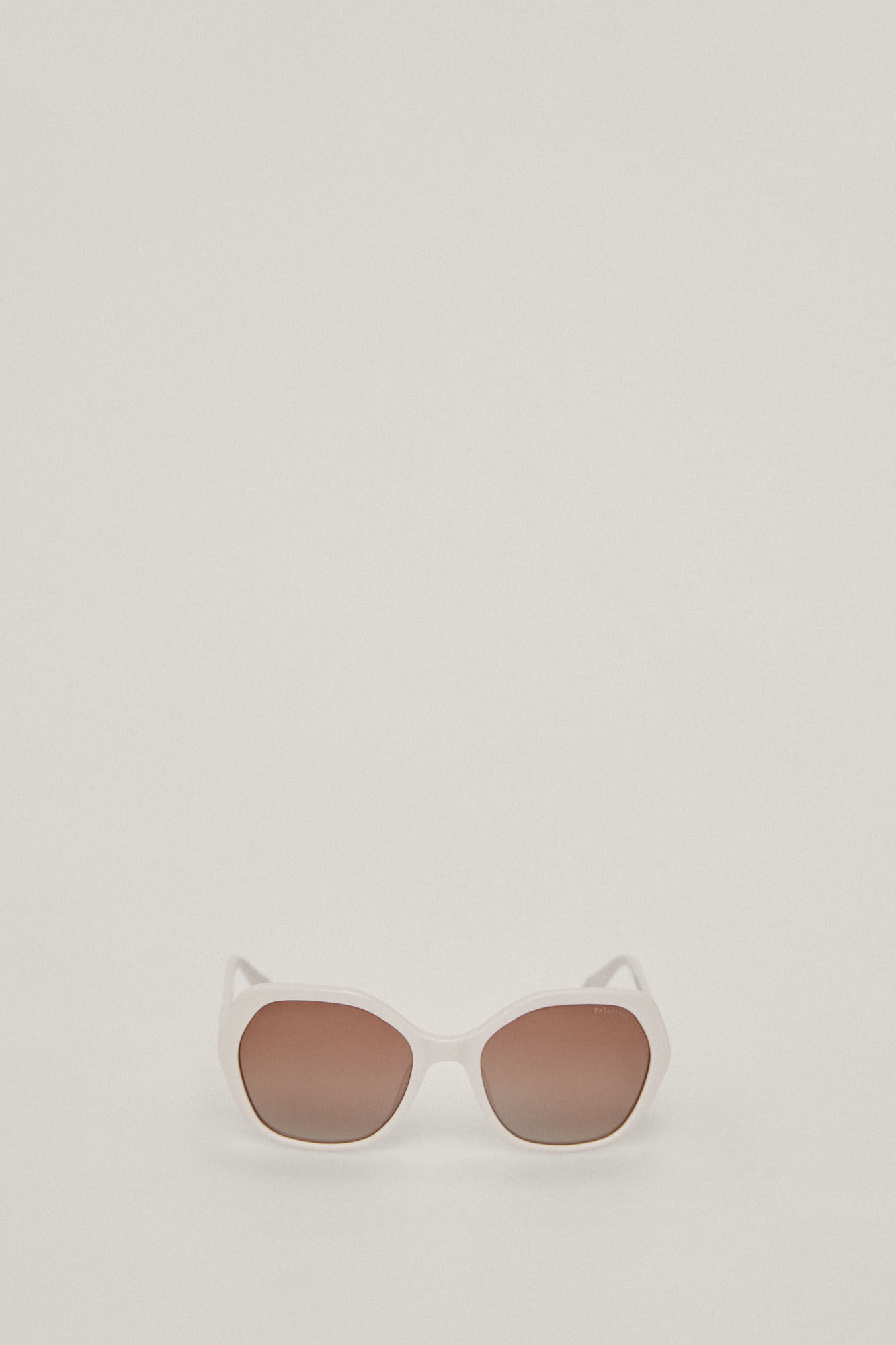 Óculos de sol em acetato branco - Bege