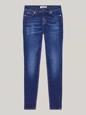Calça jeans Nora de cintura média, skinny e desbotada.