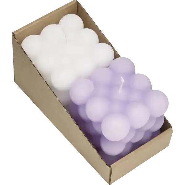 Bubble Kerze lila / weiss sortiert