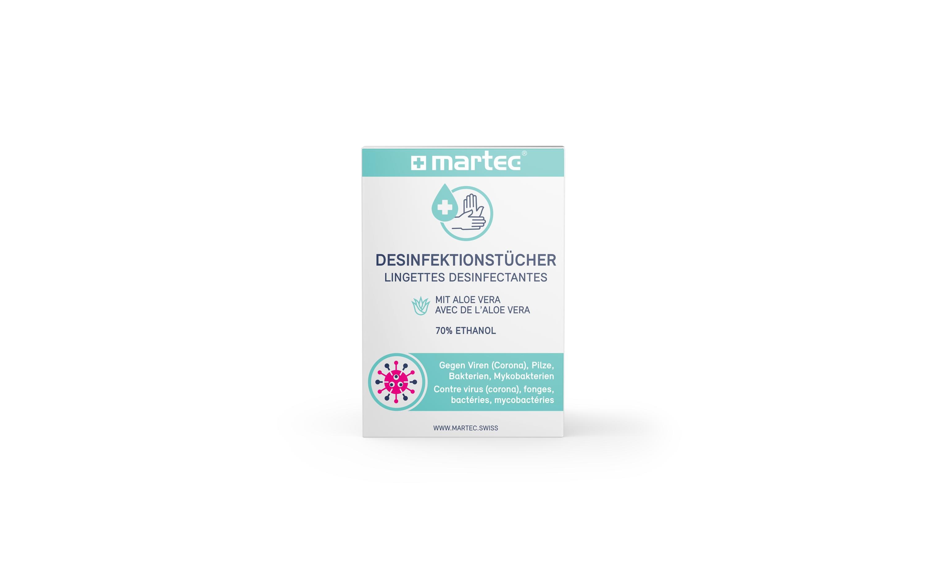Desinfektionstücher für die Hände mit Aloe Vera 10 StückHygienische Hände- & Flächen-Desinfektionstücher mit 70% Ethanol