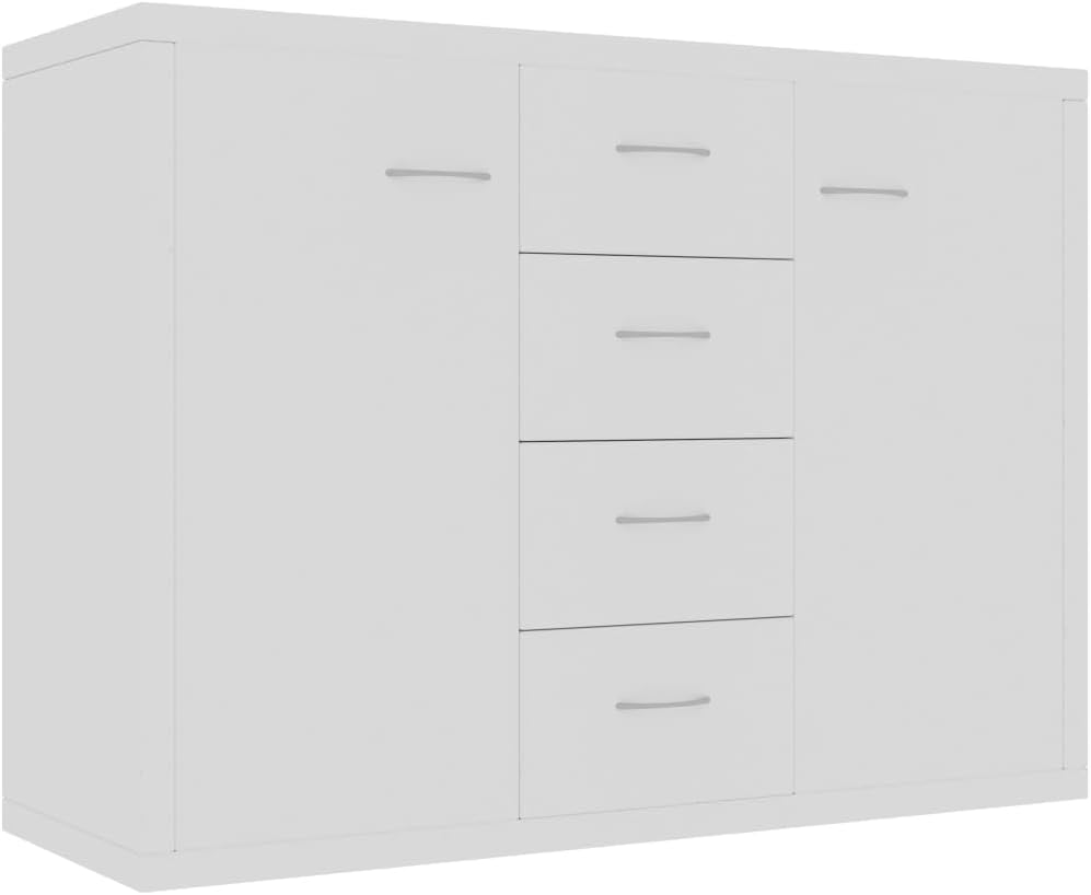 vidaXL Sideboard 88x30x65 cm, Holzwerkstoff, Weiß, 4 Schubladen & 2 Türen, Wohn- & Schlafzimmermöbel, Ablageregal, Aufbewahrung Zuhause