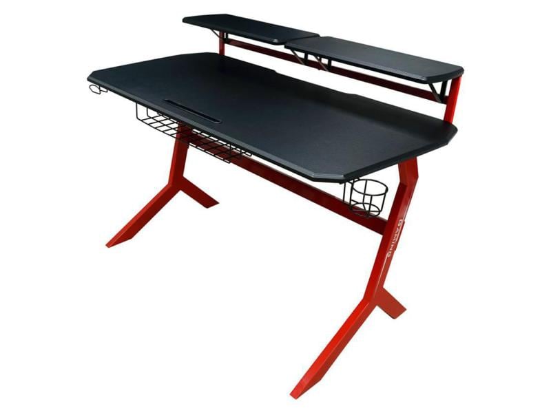 LC-Power Gaming Tisch LC-GD-1R Schwarz/Rot Gaming-Schreibtisch für bis zu zwei Monitore