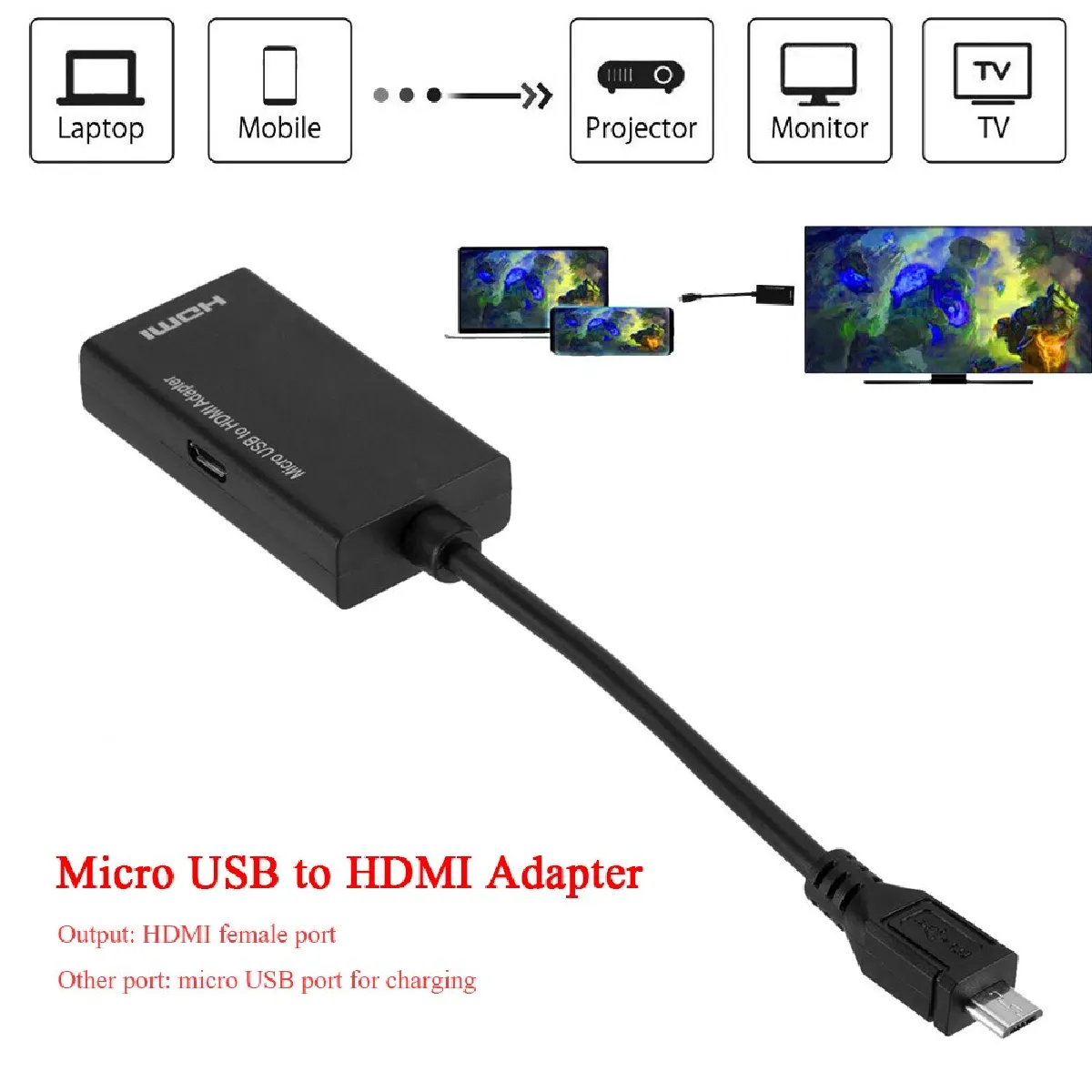 Universal Micro USB to HDMI Adapter