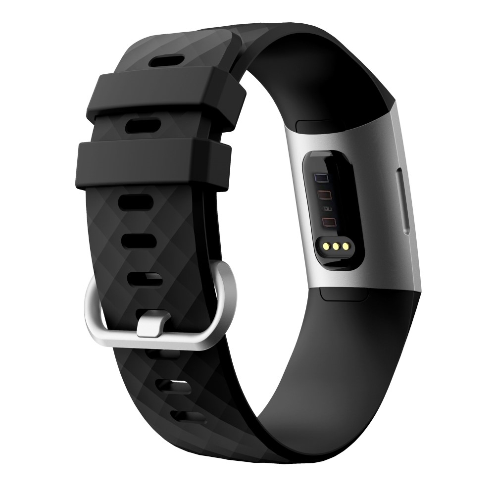 Fitbit Charge 4 / 3 Ersatz Sport Armband Silikon (Gelenkumfang: 162-219mm) - Schwarz
