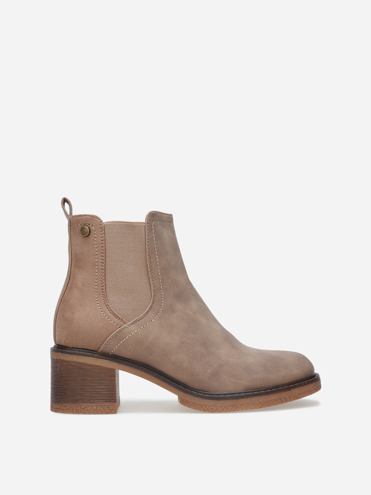 Chelsea à talon bi-matières- Taupe