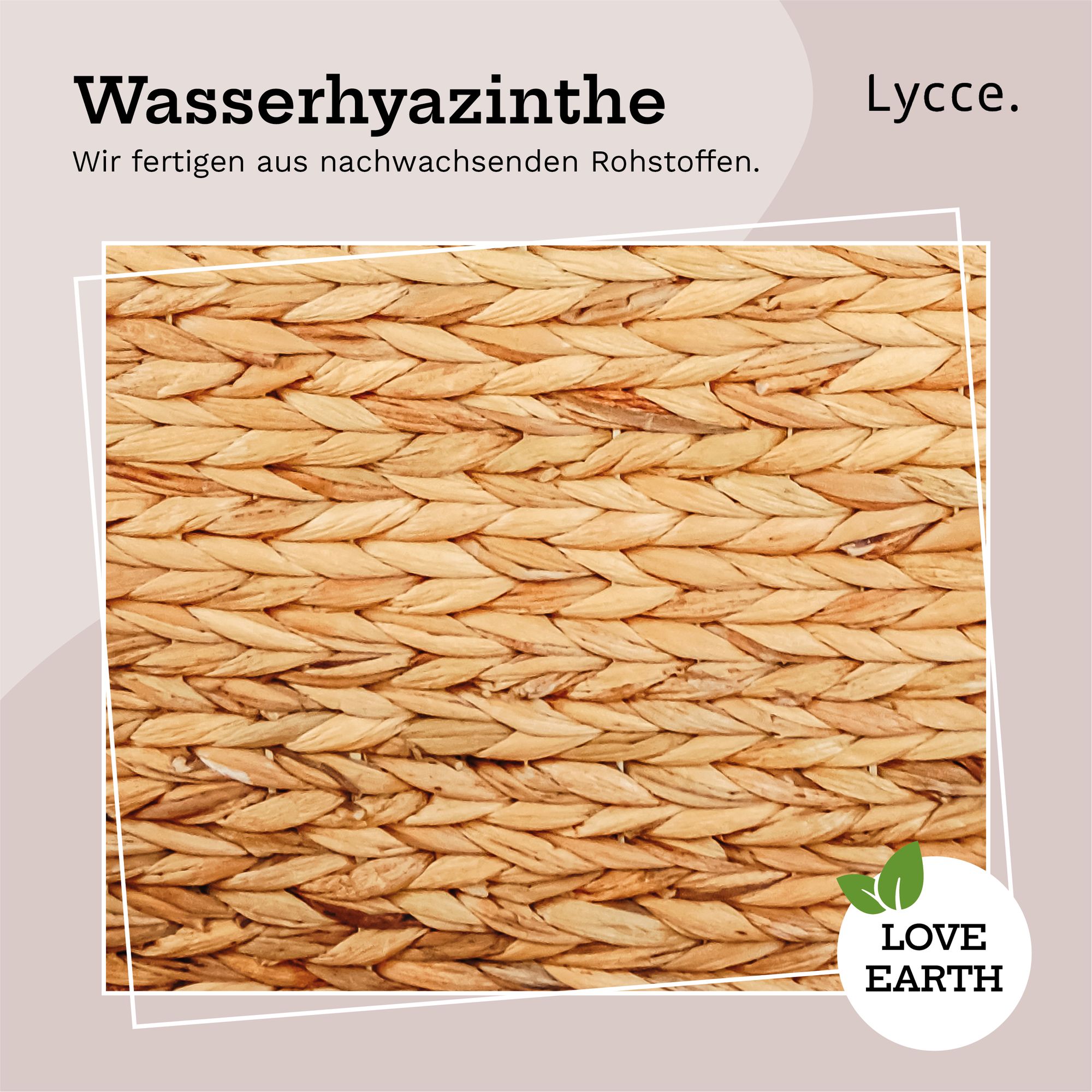 Lycce Wäschesortierer aus Wasserhyazinthe 150L, 3 Fächer, Stoffeinsatz